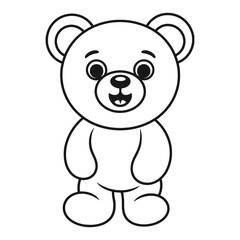 Fototapeta premium Cute Teddy Bear Black and White Line Art Drawing for Coloring
