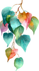 Watercolor vector bule, green, pink, and gold vector illustration. summer wedding and greeting transparent background