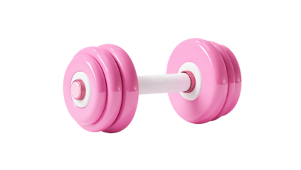 A pink dumbbell isolated on transparent background, symbolizing fitness, exercise, and a healthy lifestyle