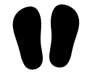 Isolated black silhouette of two flipflops against white background for summer vibe