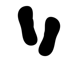 Black Footprint Silhouette on White Background Walking Away Footstep Impression