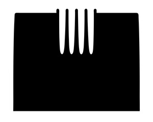 Abstract Black Rectangular Figure with White Slot Cutouts from the Top Edge