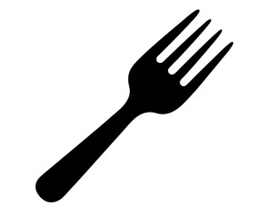 Minimalist black fork illustration on a clean white background, kitchen utensil