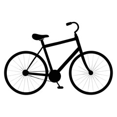 Elegant silhouette of a vintage bicycle on a clean white background