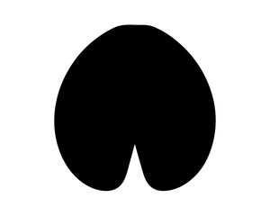 Silhouette of a distinctive animal hoof print on a white background