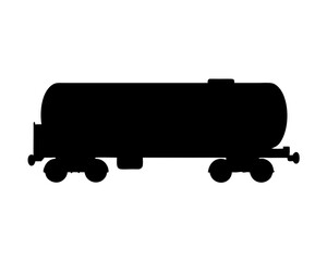 Black silhouette of a tank car used on railroads to transport liquids