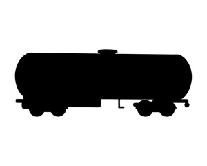Black Silhouette of a Tanker Rail Car Isolated on White