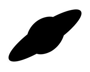 Abstract depiction of a planet with a prominent ring system in black © Atique