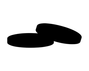 Two flat circular objects resembling cookies or hockey pucks illustration