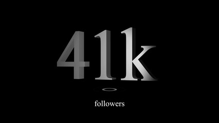 Graphic celebrating forty one thousand followers with stylized text on a dark background