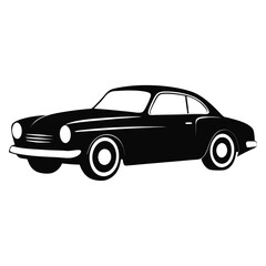 Elegant silhouette of a vintage automobile on a clean white background