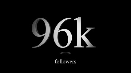 Ninety six thousand followers illustrated on a black background showing social media engagement