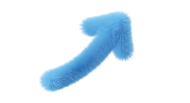 Vibrant blue fuzzy arrow pointing upwards symbolizing progress growth and positive momentum for business success strategies