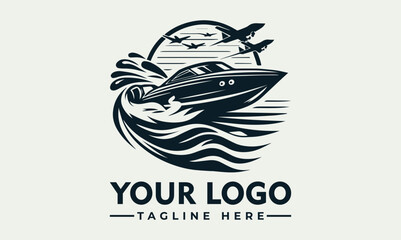 Speedboat races across the water, leaving a trail, set against a starry background.