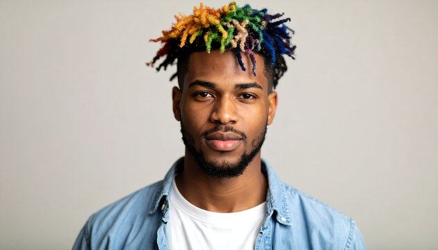 Man with colorful dreadlocks