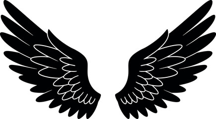 Black angel wings graphic design element