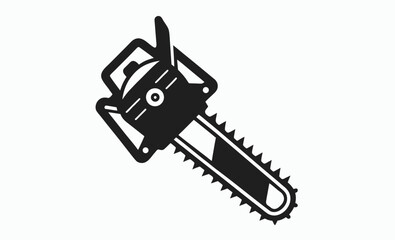  Chainsaw tool silhouette, logging equipment icon, black vector graphic, chainsaw silhouette vector illustration 
