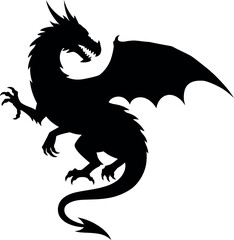 Mythical dragon silhouette flying fantasy creature