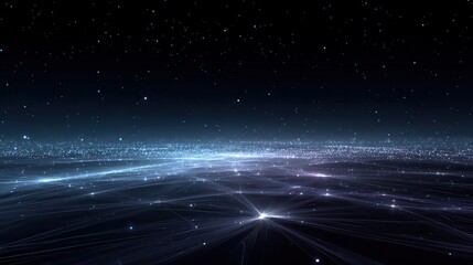 Create a minimalist conceptual image, a data city floating in the void like a dream, tens of thousands of channels and interfaces interweave and echo, forming a breathing digital.