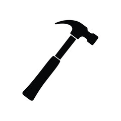 Simple Black Hammer Icon Construction, DIY, and Repair Tool Graphic