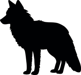 Black wolf silhouette standing profile
