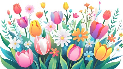 Colorful spring flowers vector illustration
