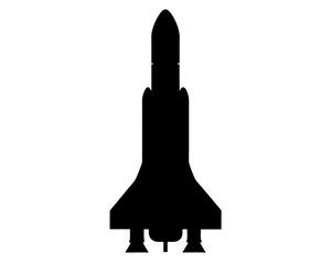 Obraz premium Silhouette of a Space Shuttle Ascending, Isolated on White Background