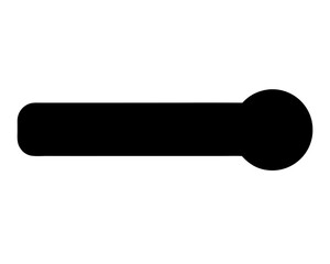 Black horizontal shape with rounded edges and a circle on one side