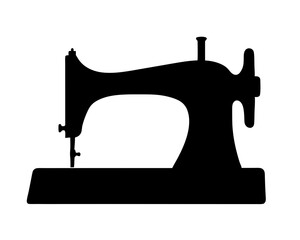 Antique Sewing Machine Silhouette, Industrial Design Illustration, Fashion and Textile Production