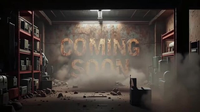 Graffiti-style &ldquo;COMING SOON&rdquo; text on a grungy urban wall, perfect for teaser videos, promo ads, or countdown intros with a street vibe