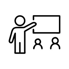 Fototapeta premium Person presenting information to an audience in a classroom setting - Concept of Back to School 