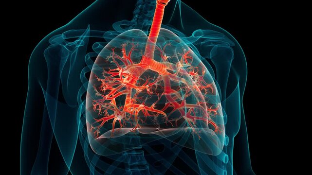 Human Respiratory System Lungs Anatomy Animation Concept
