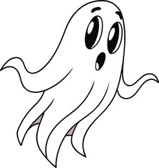 Cute Surprised Ghost Cartoon Vector