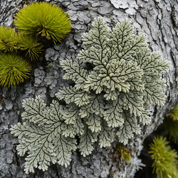 Closeup of large, dry umbilicate lichen in Sunapee, New Hampshire.