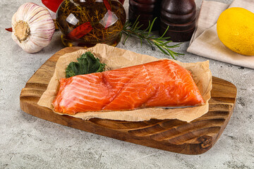 Piece of cut salmon fillet