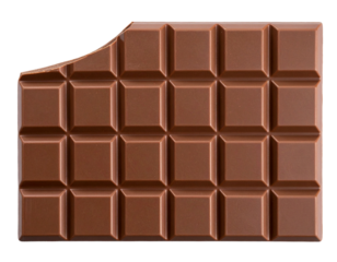 Close-Up de Tablete de Chocolate Meio Amargo com Textura Fosca e Sombra Suave, isolado em PNG – AI Gerado