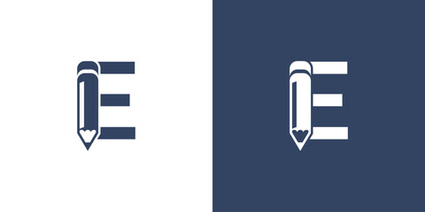 Creative pencil logo with combination letter from A to Z premium vector