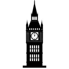 Big ben landmark london england building travel silhouette vector illustration