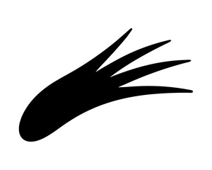 Silhouette of stylized shooting star with five rays on a white background