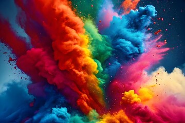 Vibrant paint explosion bursting with color and energy Kaleidoscopic paint splatter symbolizing passion and life