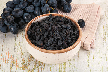 Dry ripe sweet blue raisin