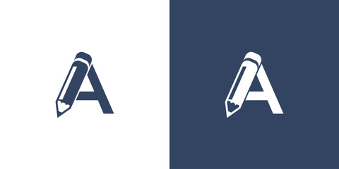Creative pencil logo with combination letter from A to Z premium vector