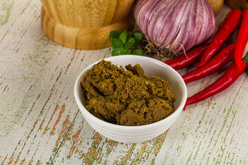 Yellow Thai spicy curry paste