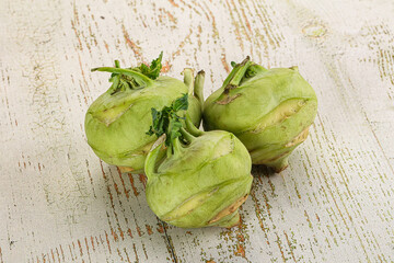 Raw fresh organic kohlrabi cabbage
