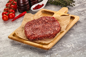 Raw beef burger cutlet for grill