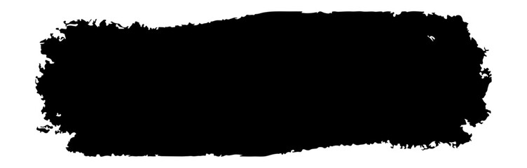 Black grunge brush texture isolated on transparent background. Vector smear of black paint, ink, charcoal drawing