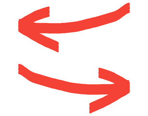 Two red arrows curving in opposite directions transparent background