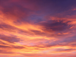 Obraz premium Majestic Sunset Sky with Fiery Clouds and Soft Purple Hues