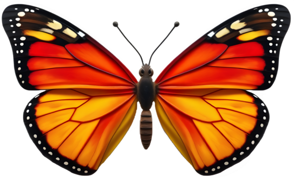 오렌지 레드 보라 컬러 그라데이션 나비 Orange Red Purple Gradient Butterfly