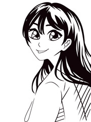 Anime girl in japanese manga style. vector eps